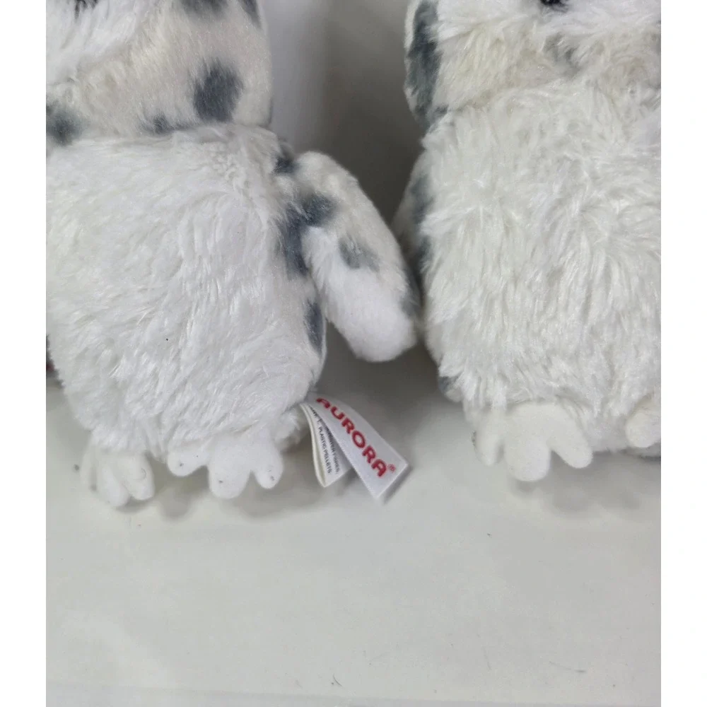 Lot of 2 Aurora Snowy Owl Plush Flopsie Stuffed Animal White Spotted Bird 8
